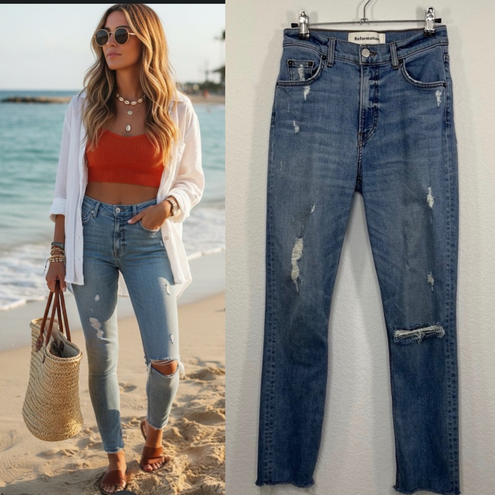 Reformation High‎ & Skinny in Maui size 25 Skinny High Rise Straight